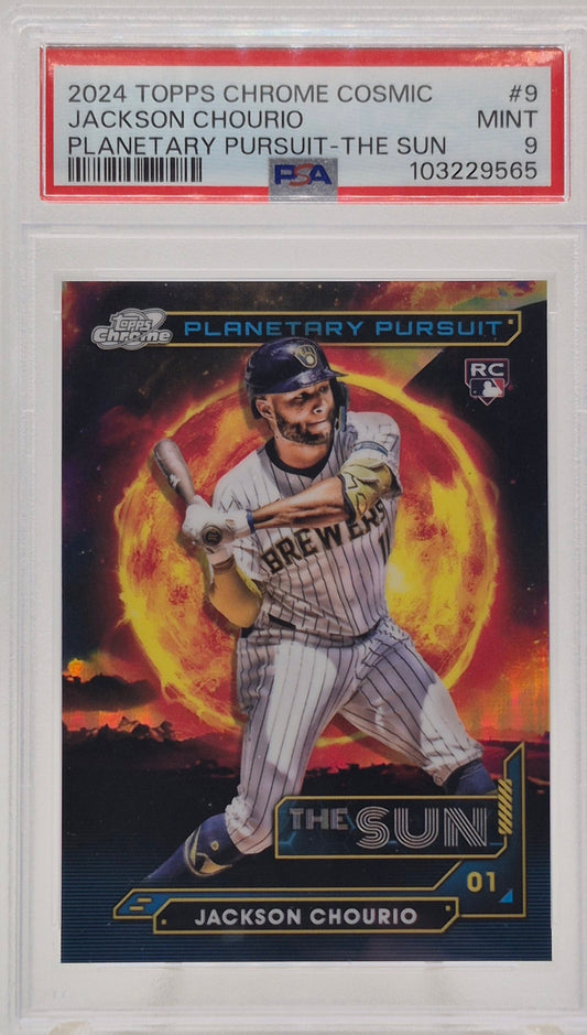 2024 Topps Chrome Cosmic Jackson Chourio Planetary Pursuit The Sun PSA 9