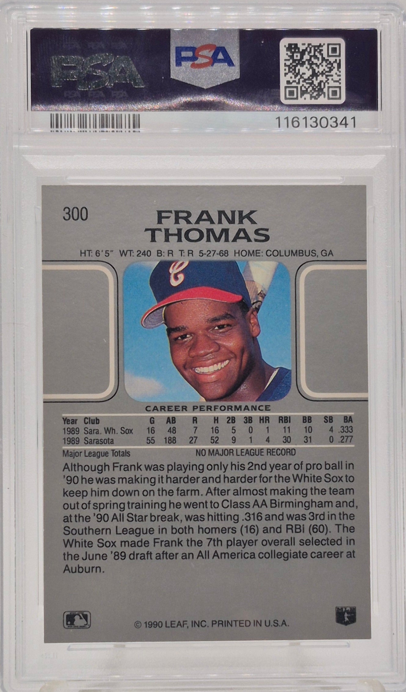 1990 Leaf Frank Thomas PSA 9