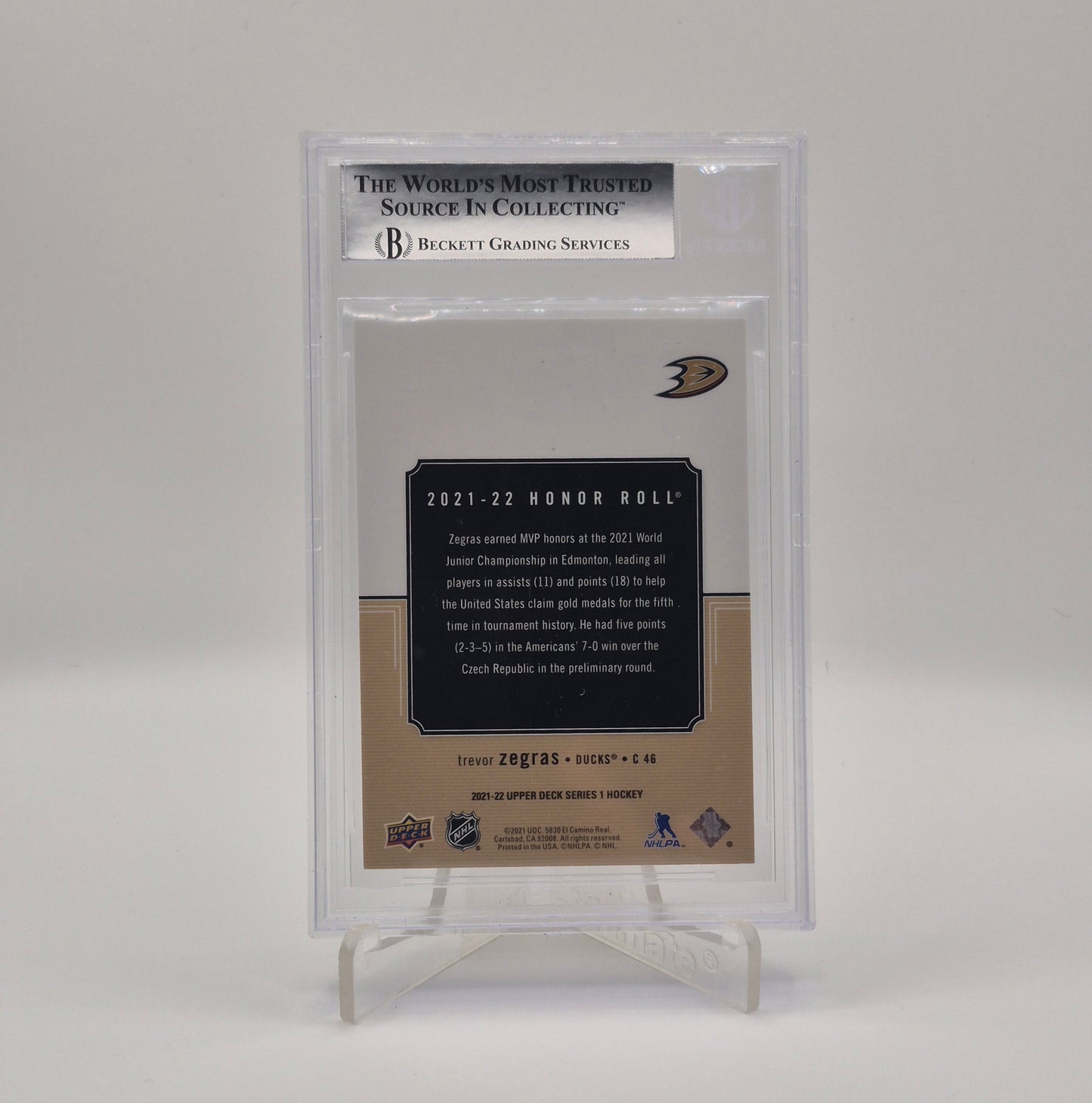 2021-22 Upper Deck Honor Roll Trevor Zegras /250 BGS 8.5