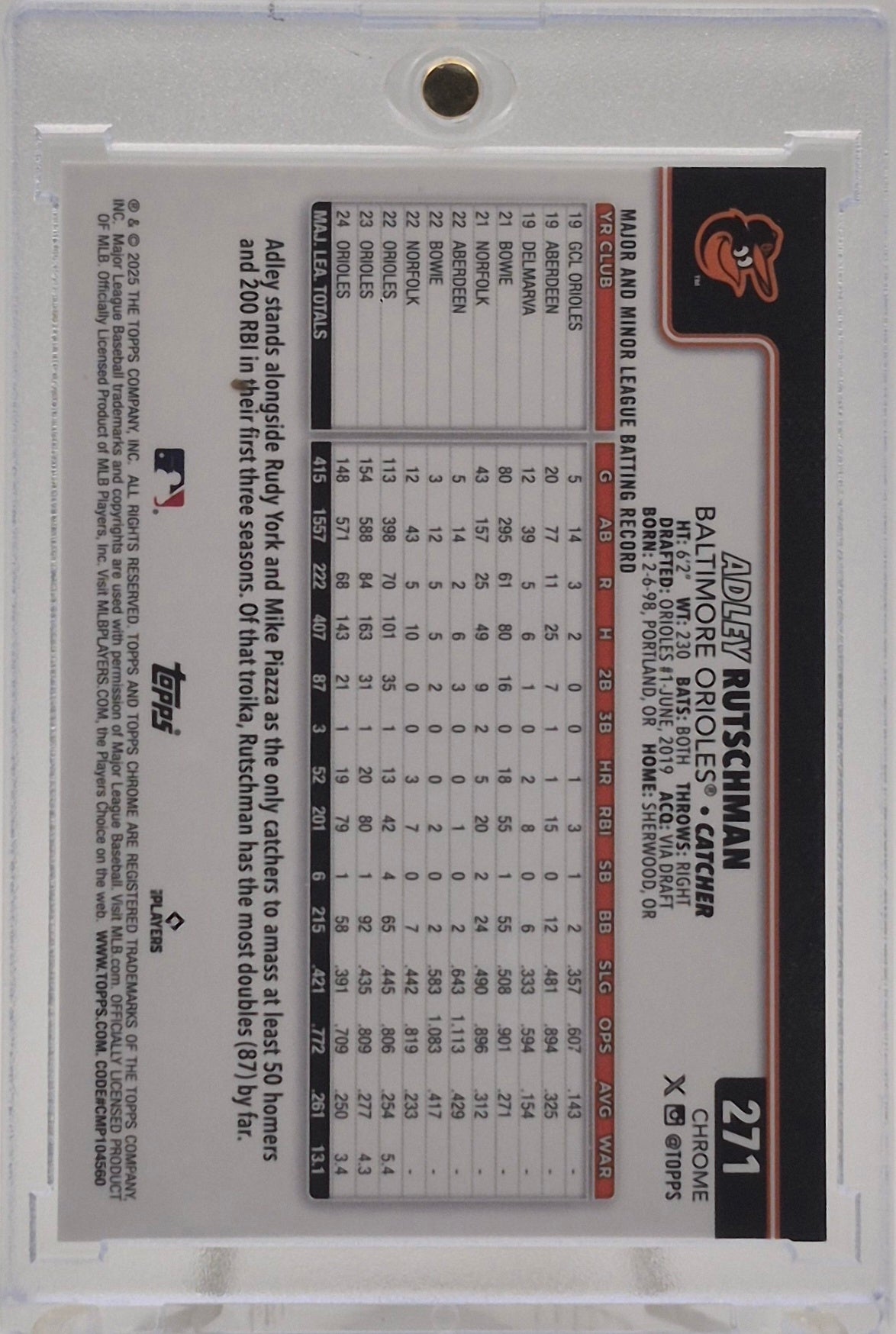 2025 Topps Chrome Adley Rutschman Image Variation Green Speckle /99