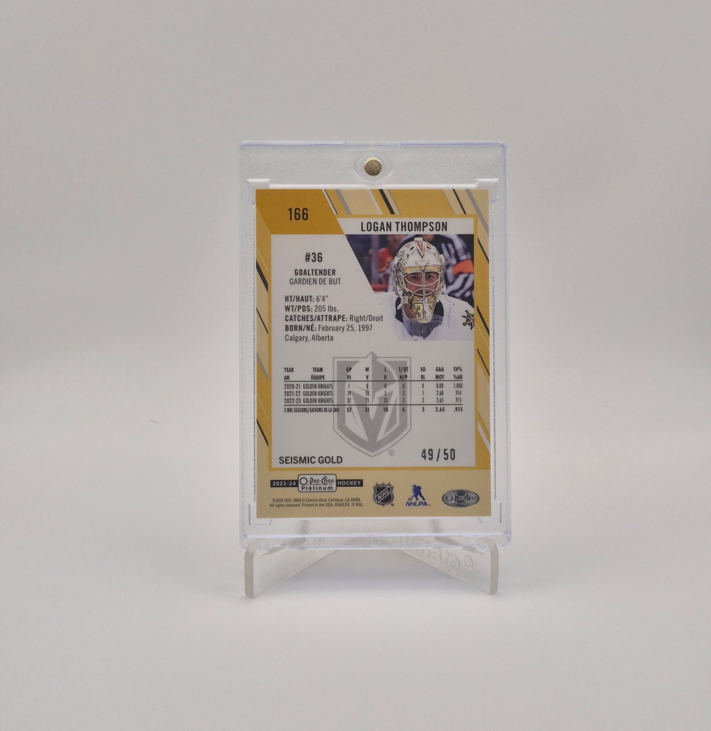 2023-24 O-Pee-Chee Platinum Logan Thompson Gold /50