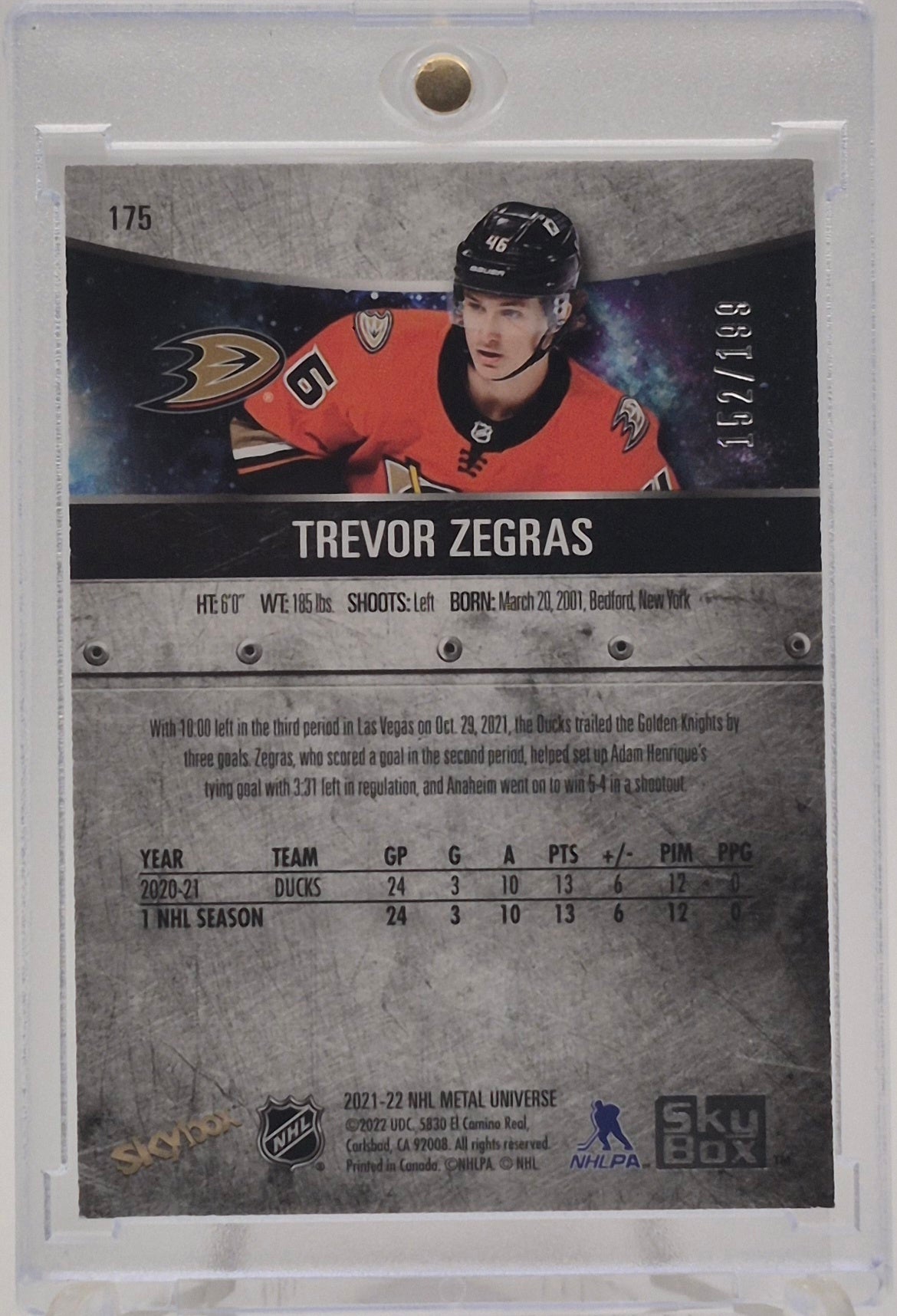 2021-22 Metal Universe Trevor Zegras Purple /199