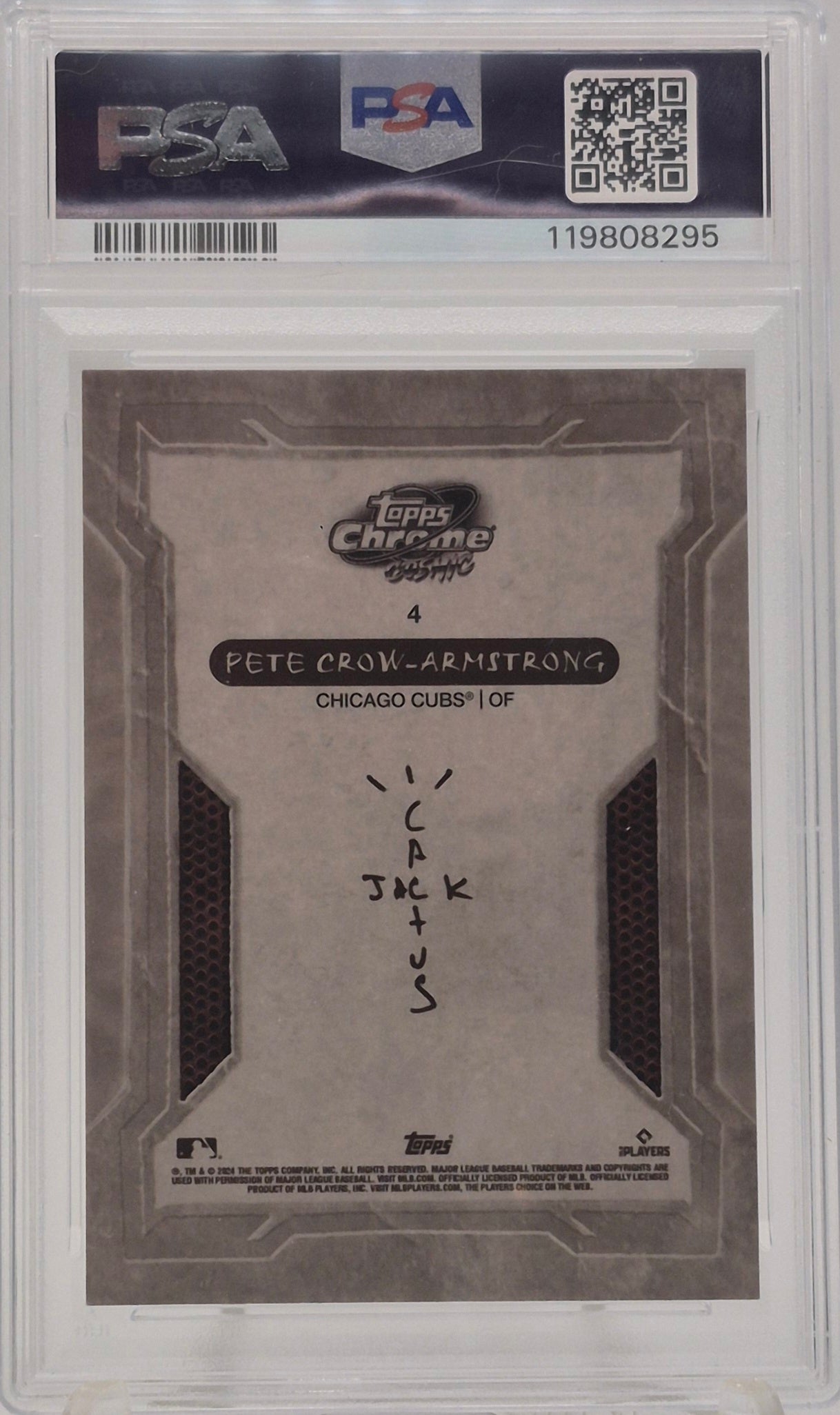 2024 Topps x Cactus Jack Pete Crow-Armstrong Black Refractor /10 PSA 9