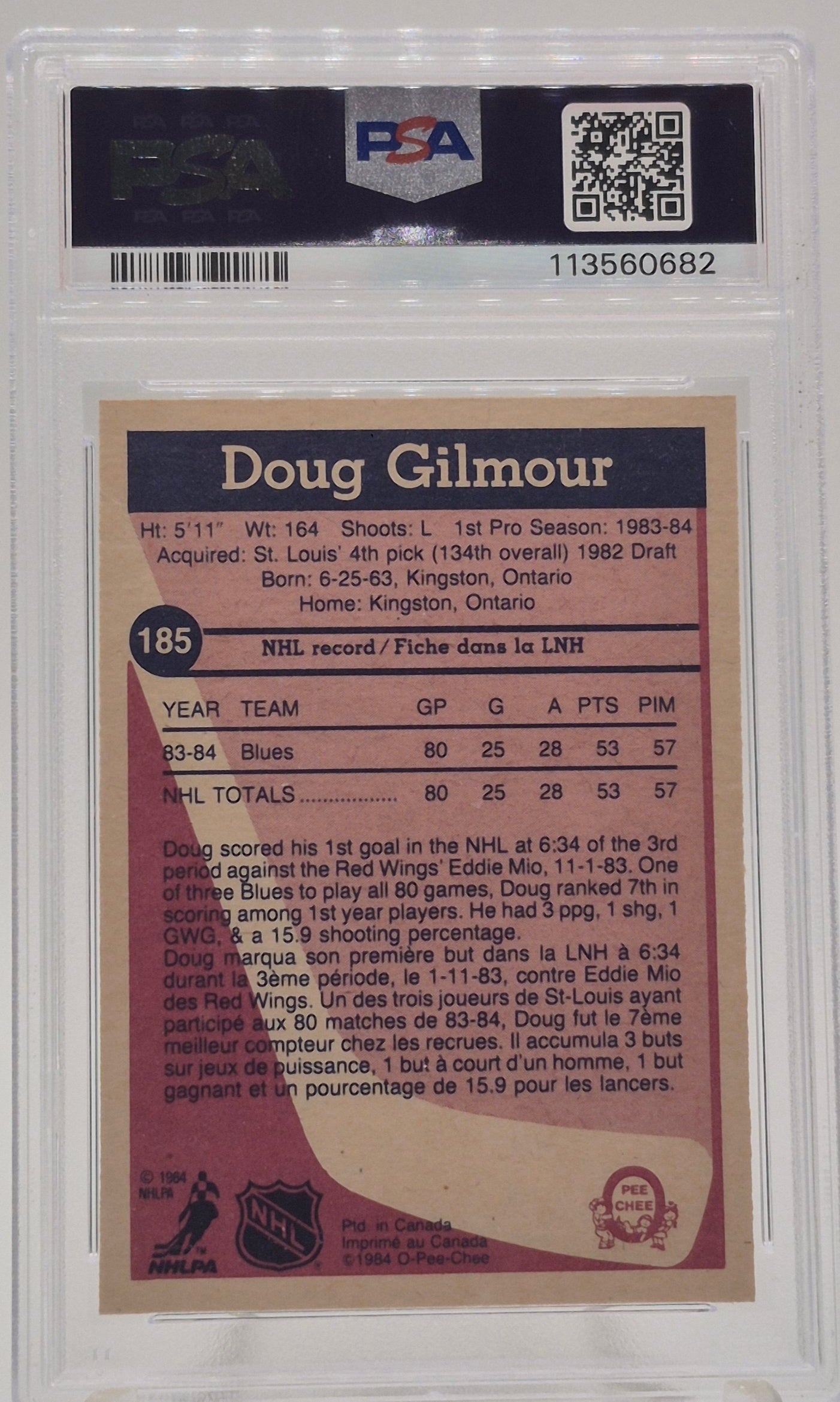 1984 O-Pee-Chee Doug Gilmore PSA 8