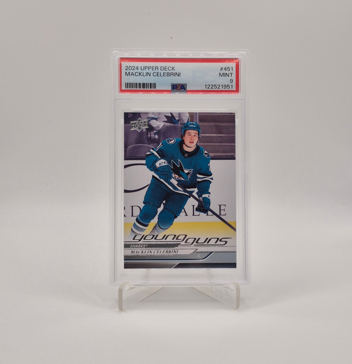 2024-25 Upper Deck Maklin Celebrini Young Guns PSA 9