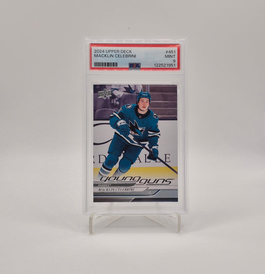 2024-25 Upper Deck Maklin Celebrini Young Guns PSA 9