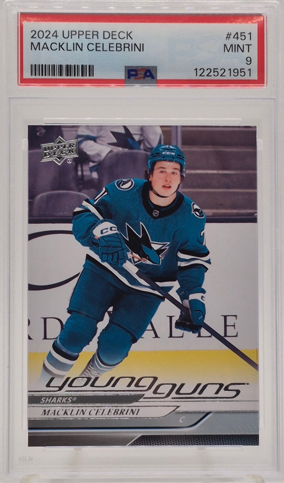 2024-25 Upper Deck Maklin Celebrini Young Guns PSA 9