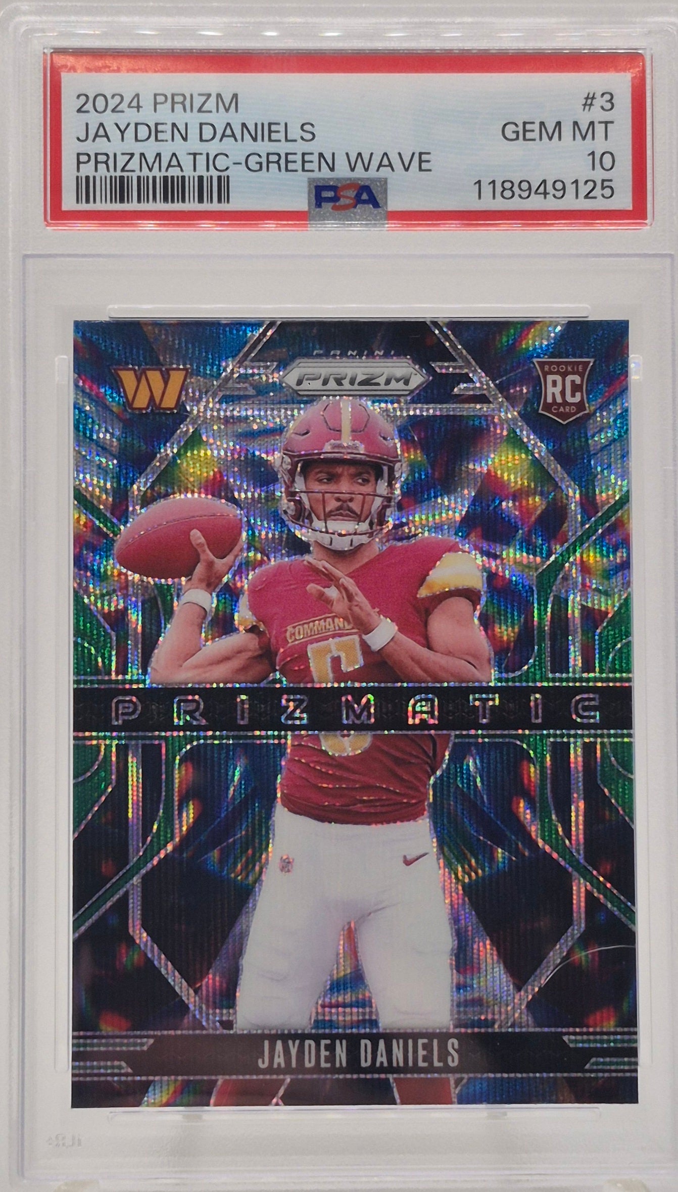 2024 Prizm Jayden Daniels Prizmatic Green Wave PSA 10
