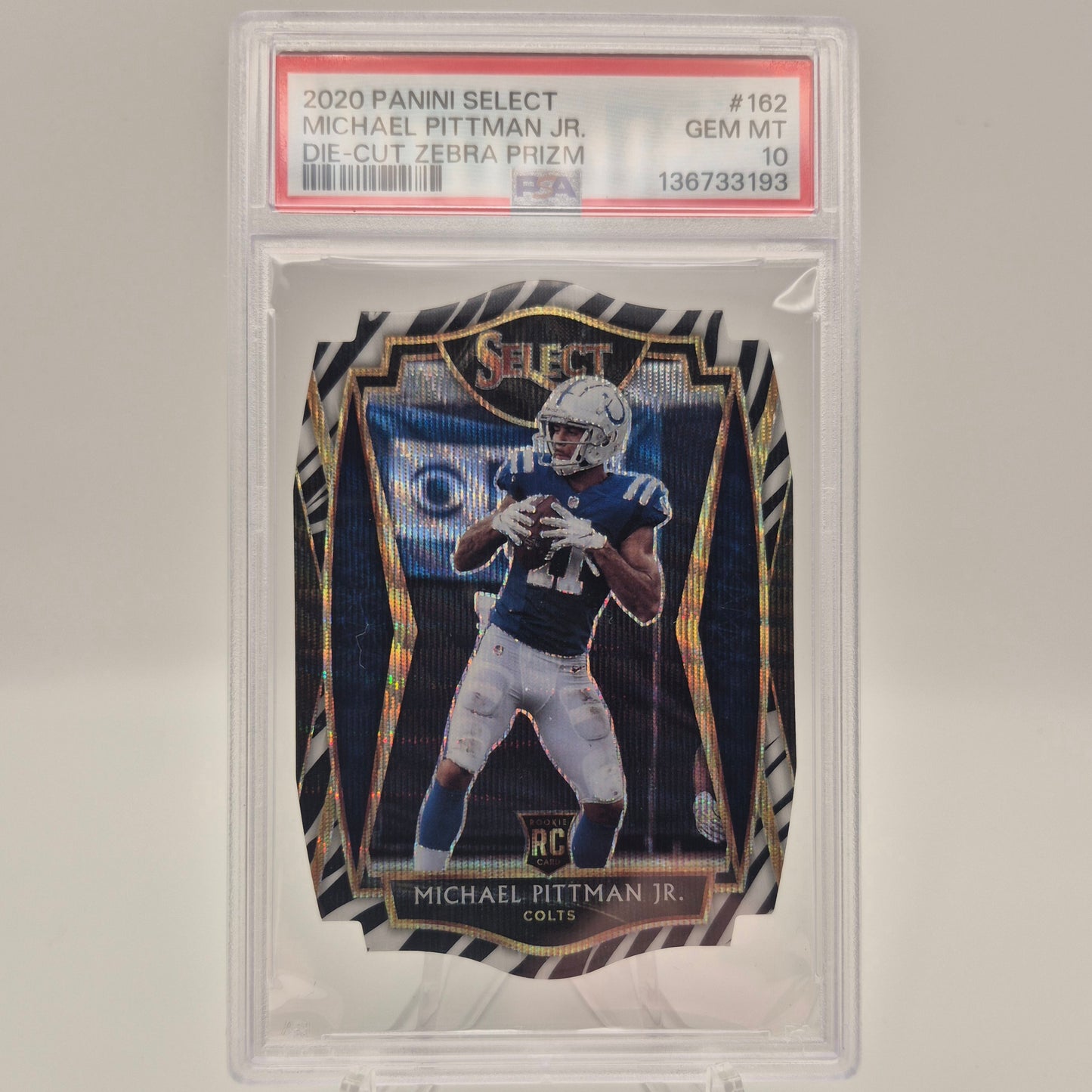 2020 Panini Select -Premier Level Michael Pittman Jr. Zebra Prizm Die-Cut PSA !0