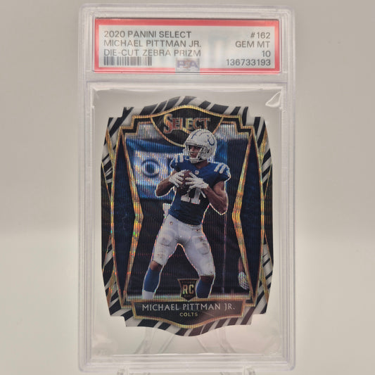 2020 Panini Select -Premier Level Michael Pittman Jr. Zebra Prizm Die-Cut PSA !0