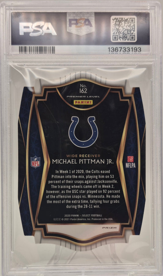 2020 Panini Select -Premier Level Michael Pittman Jr. Zebra Prizm Die-Cut PSA !0