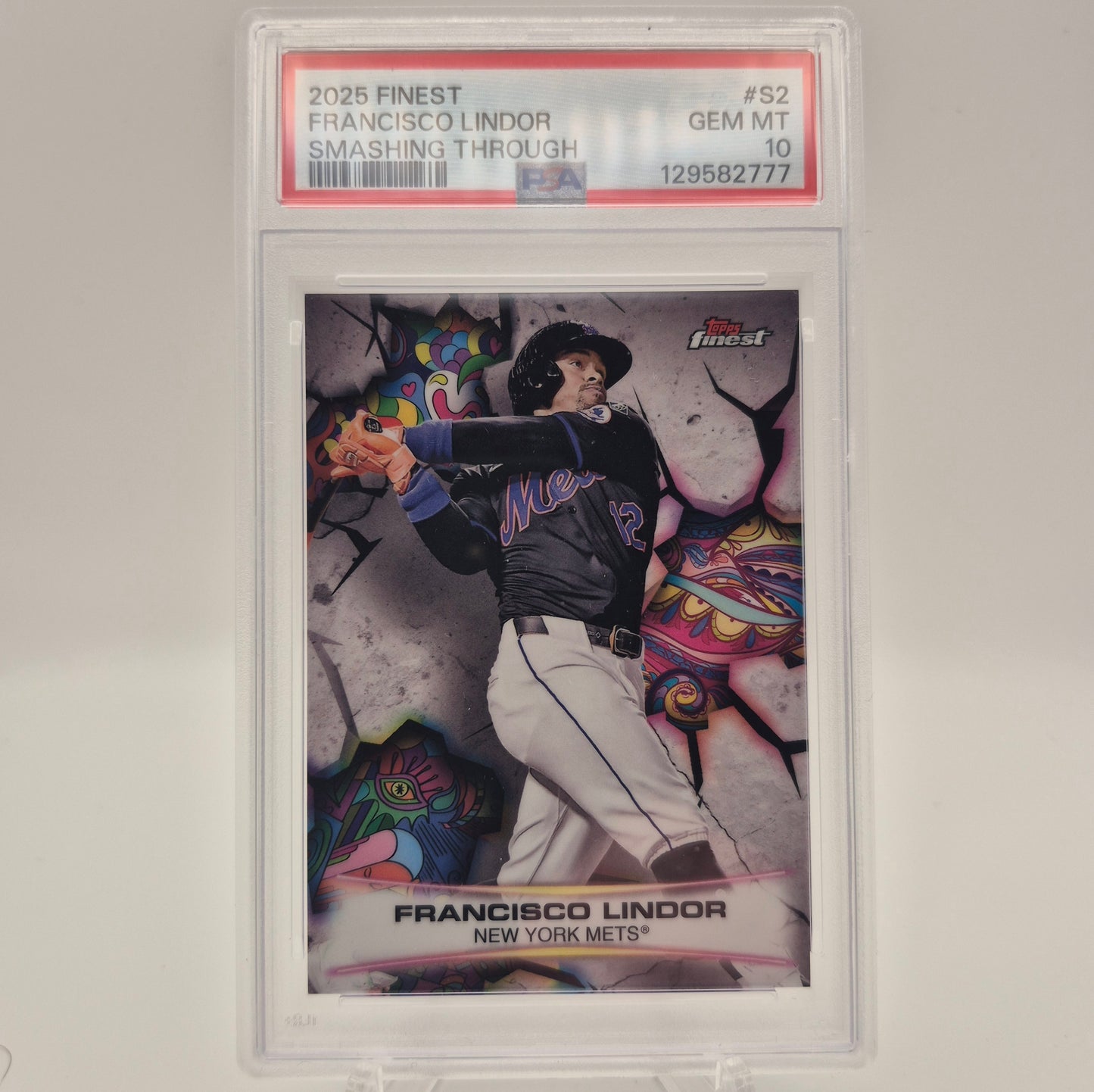 2025 Topps Finest Smashing Through (SSP) Francisco Lindor PSA 10